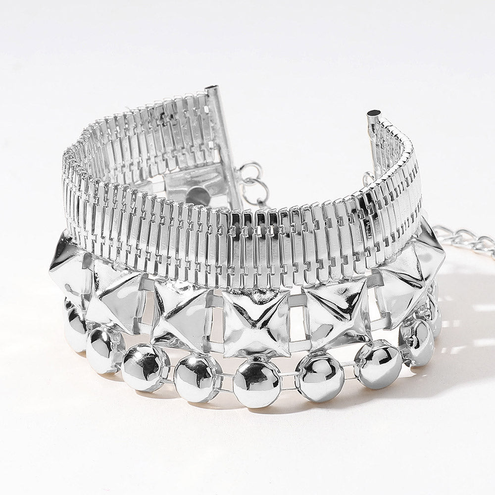 Abstract Metal Wide Bracelet