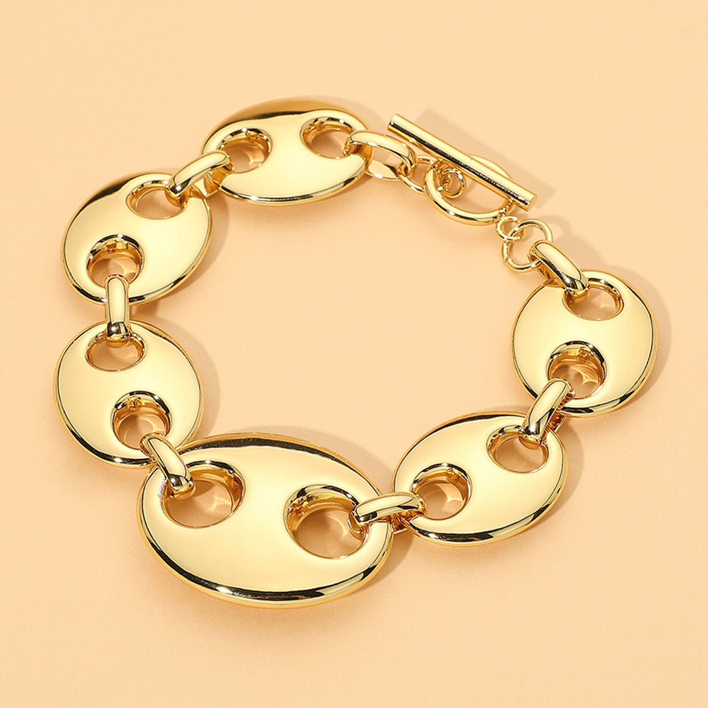 Stainless Steel Chunky Mariner Link Toggle Bracelet