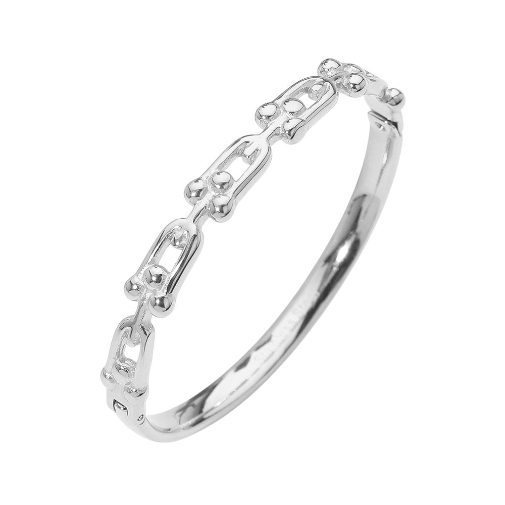 Stainless Steel Industrial Link Hinged Bangle Bracelet