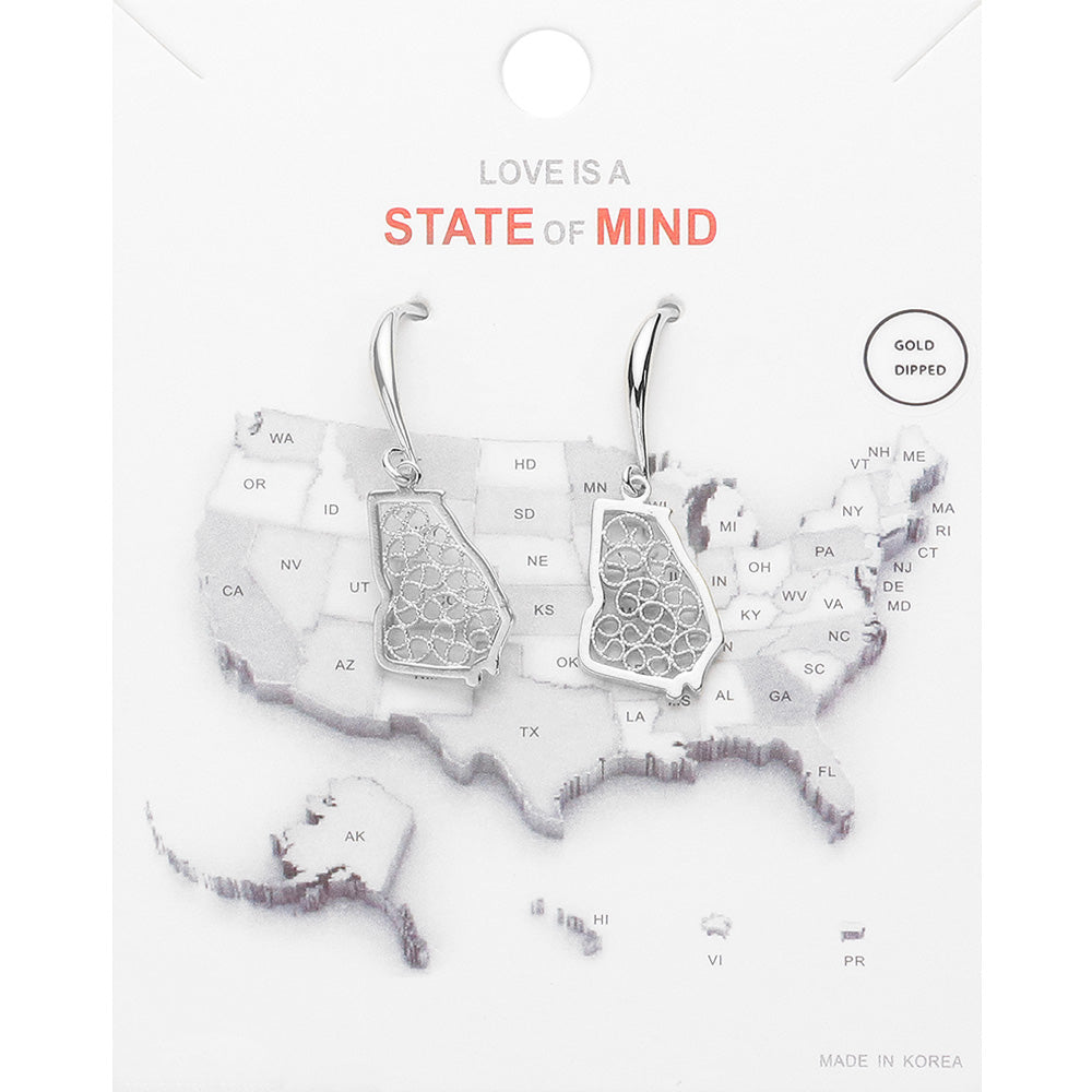 White Gold Dipped Georgia State Earrings