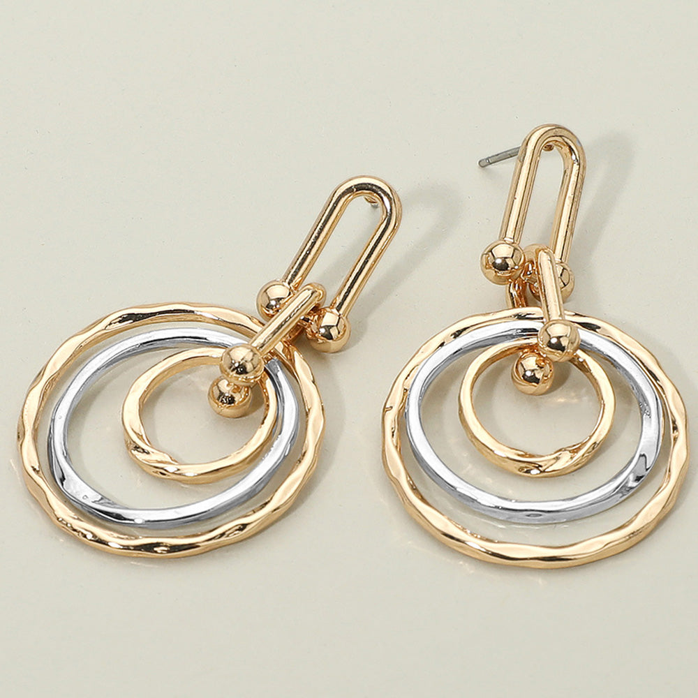 Women's Hammered Metal Layered Spiral Hoop Drop Dangle Earrings