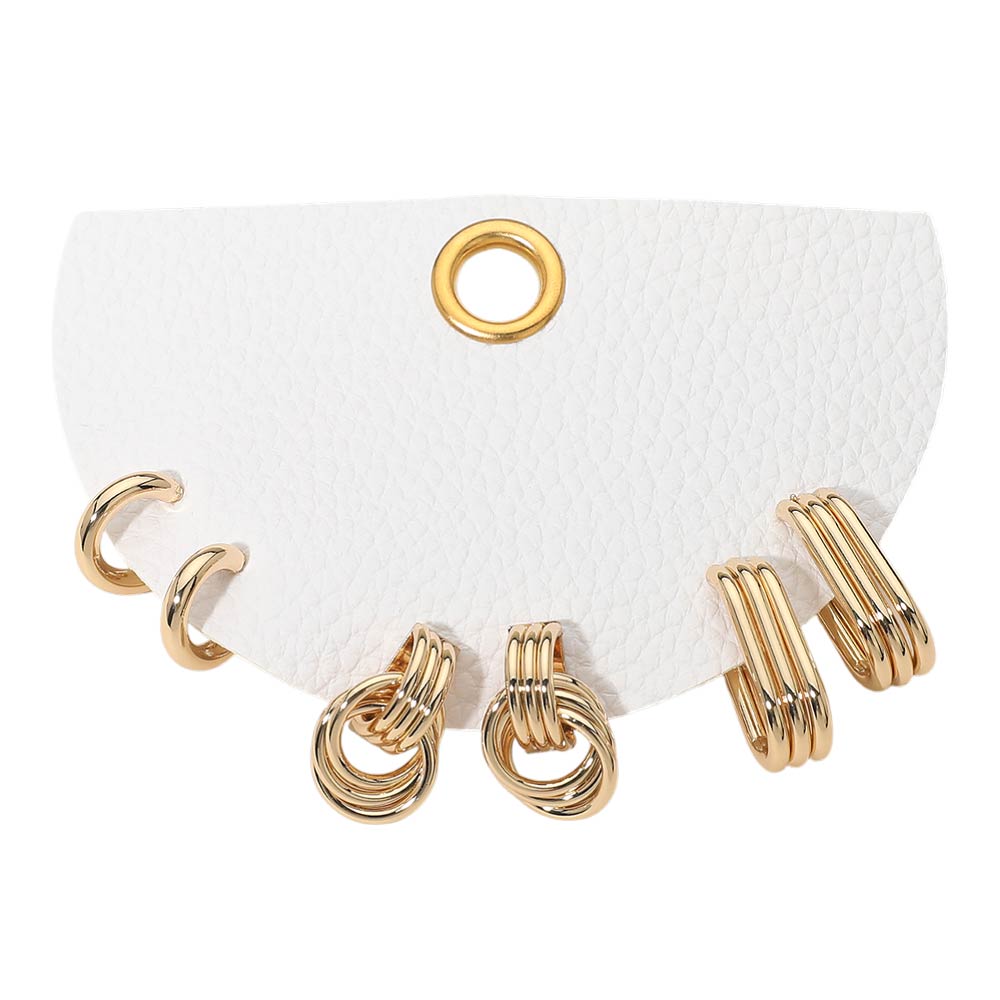 3 Pares - Aretes de Mini Aro de Metal Texturizado