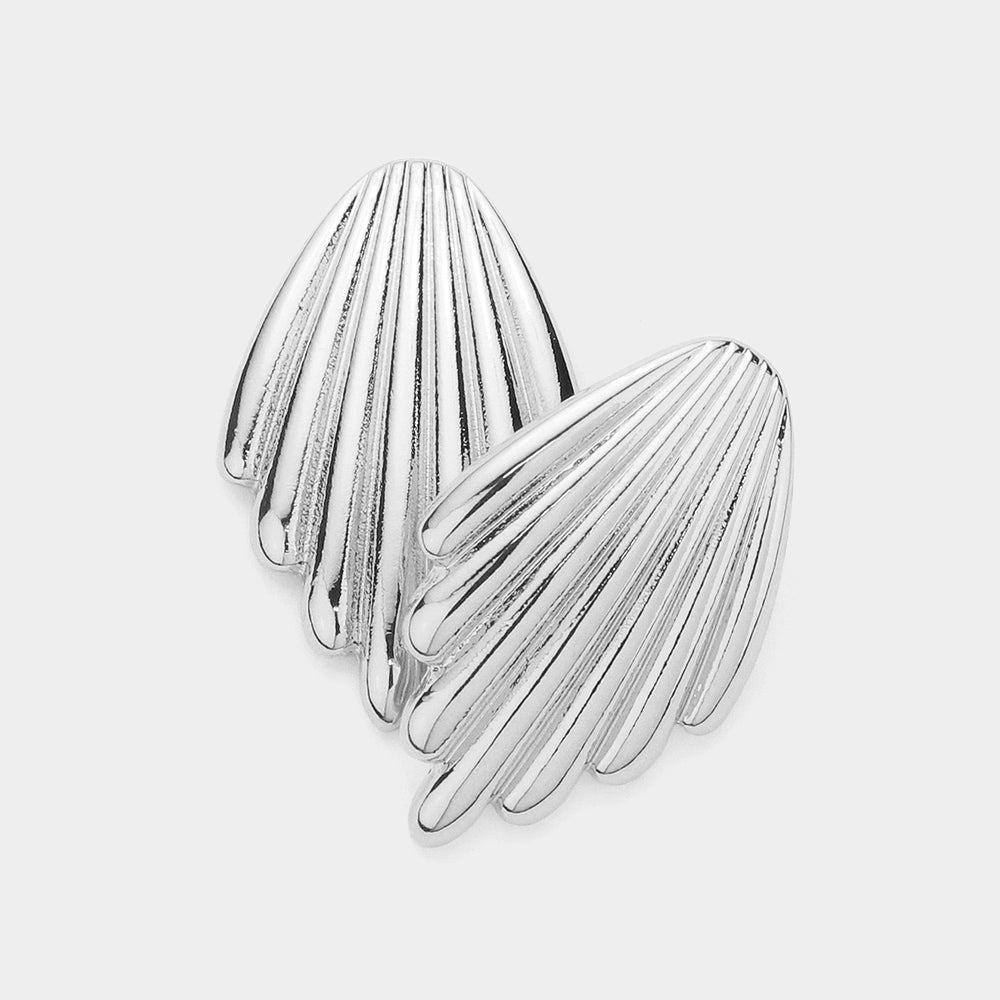 Textured Metal Shell Earrings