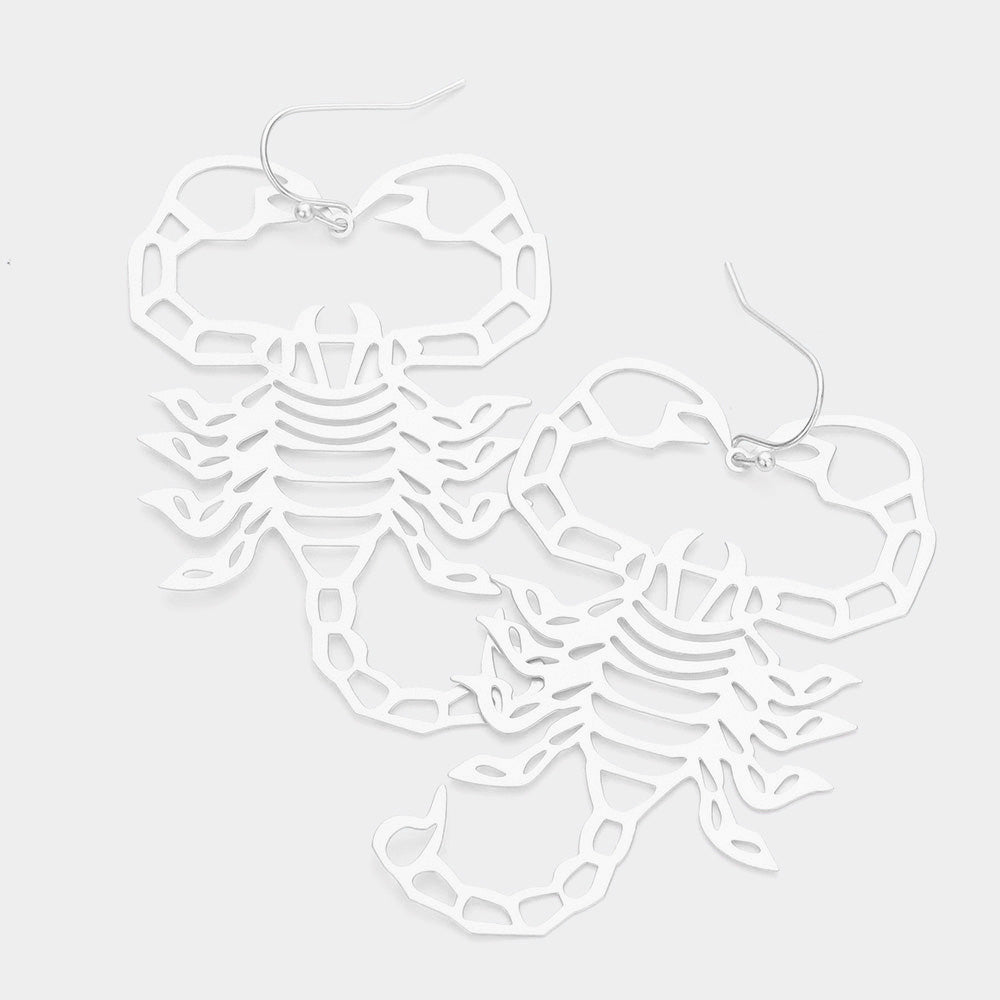 Brass Metal Cutout Scorpion Dangle Earrings
