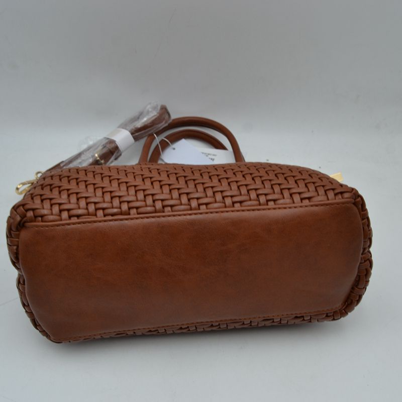 Woven Mini Tote Bag with Rounded Top Handles and Detachable Strap