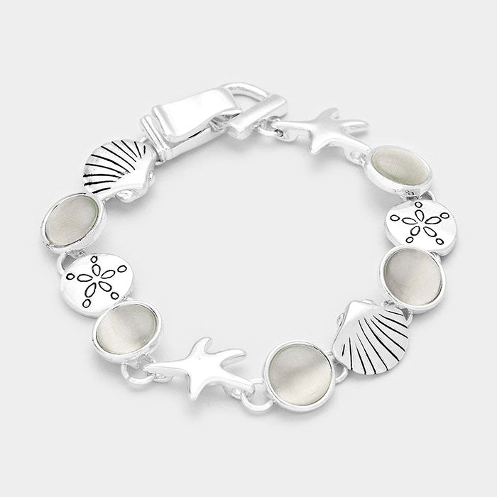 Shimmery Starfish Shell Link Magnetic Bracelet