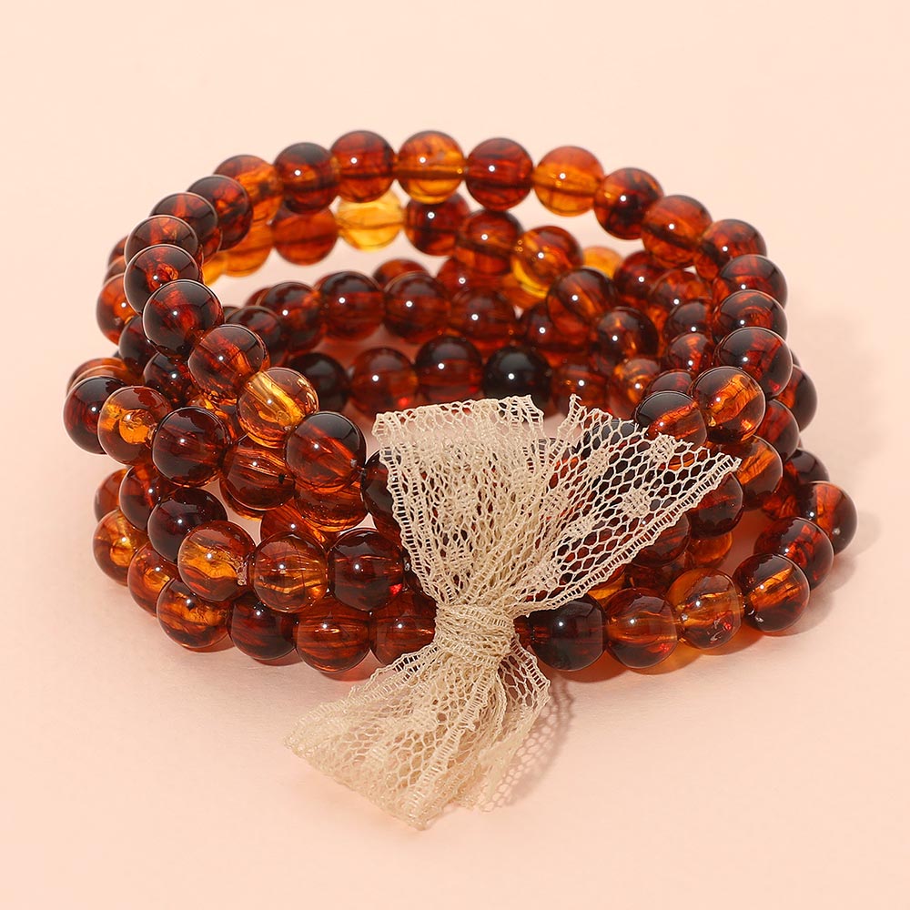 5PCS - Resin Ball Beaded Stretch Multi Layered Bracelets