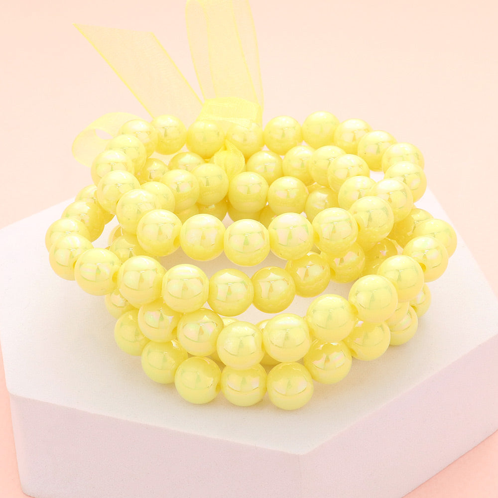 5 PULSERAS ELÁSTICAS - Holográficas con Cuentas