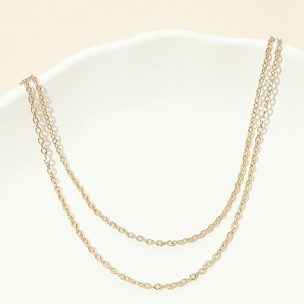 Gold Dipped Double Layer Cable Chain Necklace