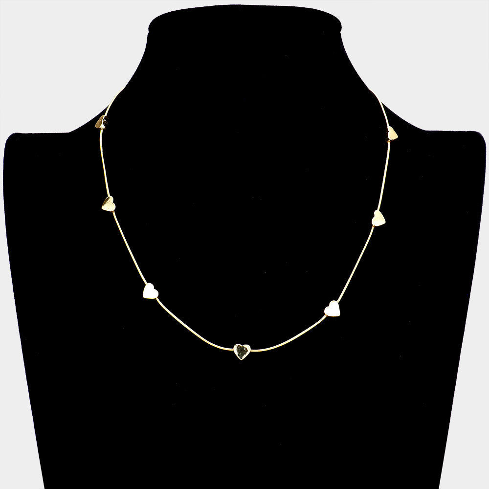 Metal Heart Station Necklace