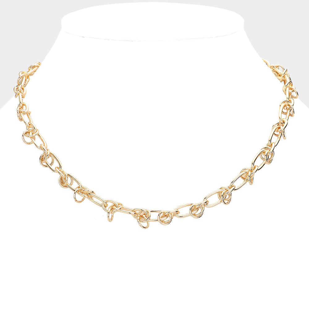 SECRET BOX_Brass Abstract Chain Necklace