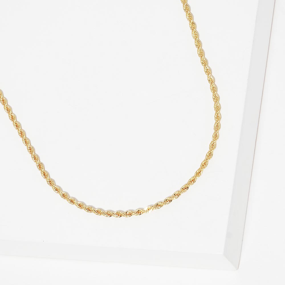 Gold Dipped Rope Chain Metal Necklace