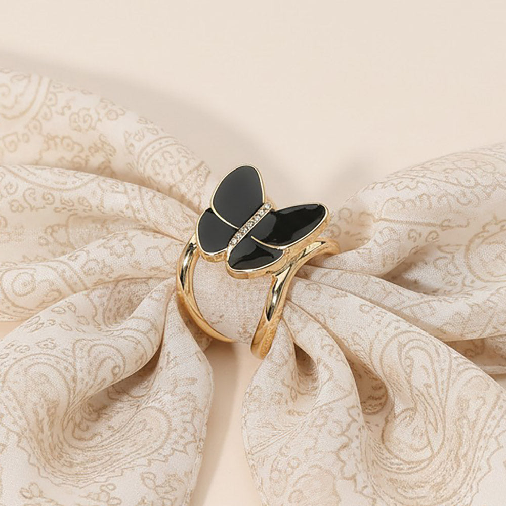 Enamel Butterfly Accent Scarf Ring