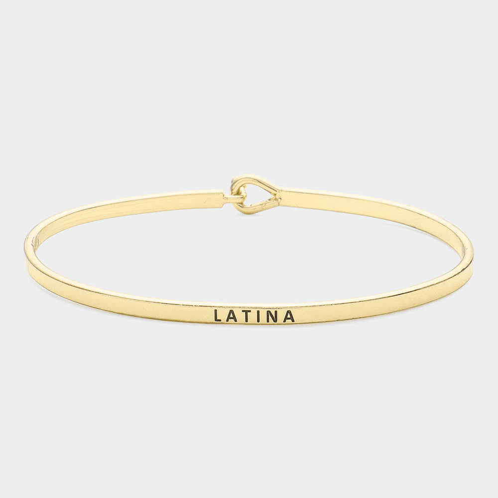 "Latina" Thin Brass Metal Hook Bracelet