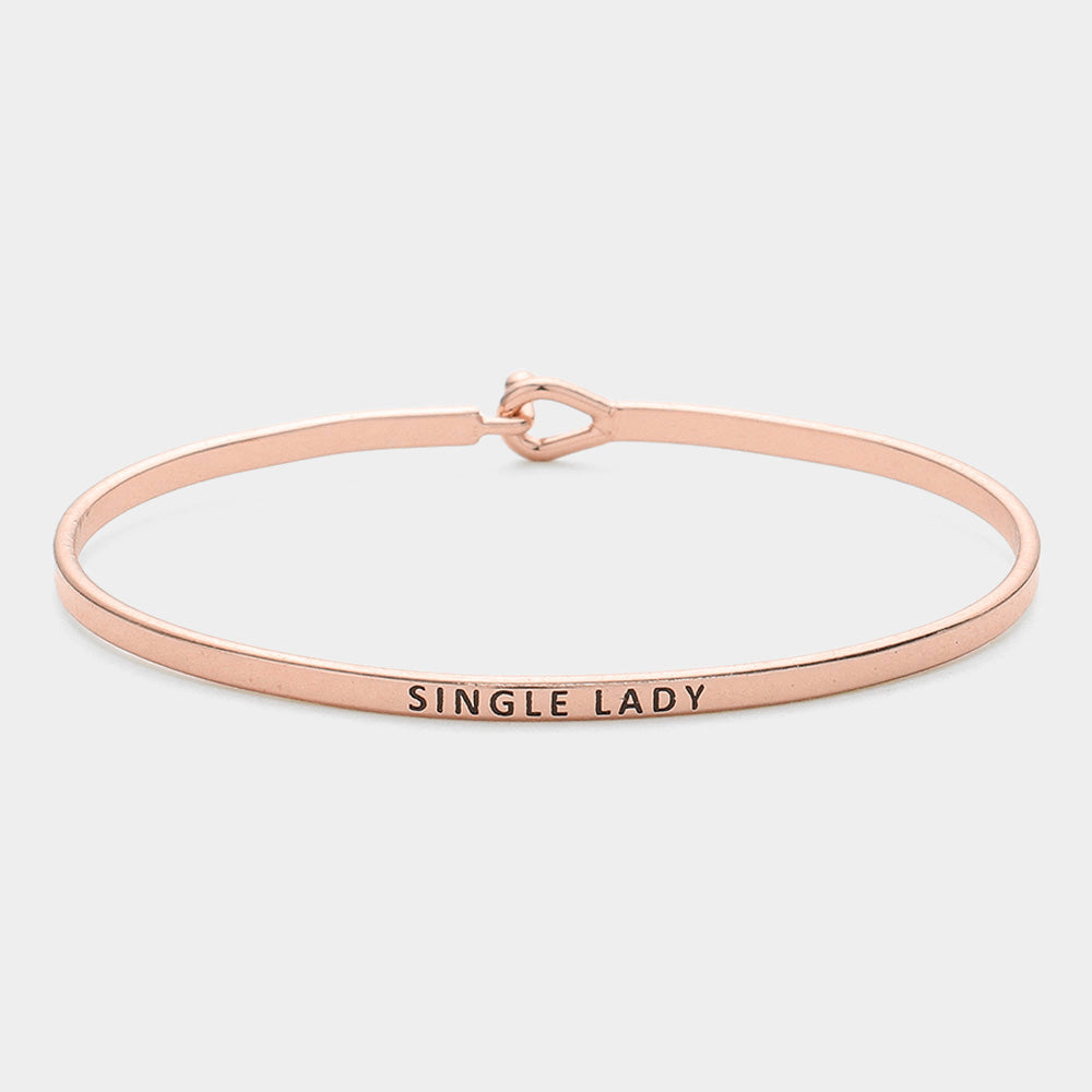 "Single Lady" Thin Brass Metal Hook Bracelet