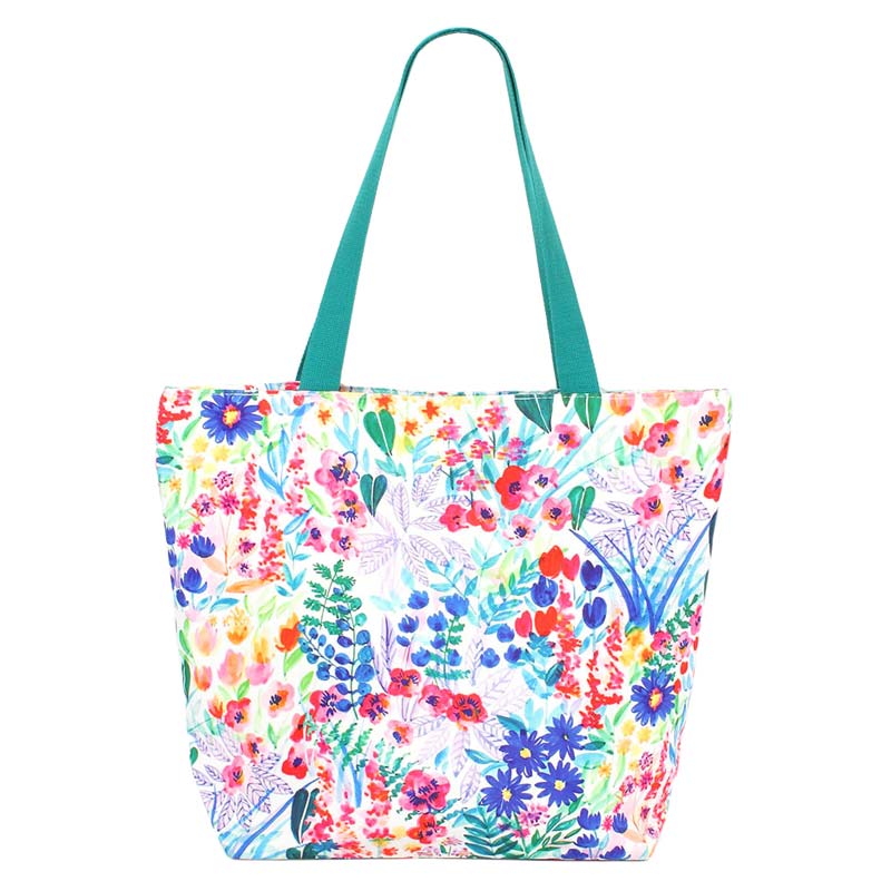 Flower Patterned Beach Tote Bag
