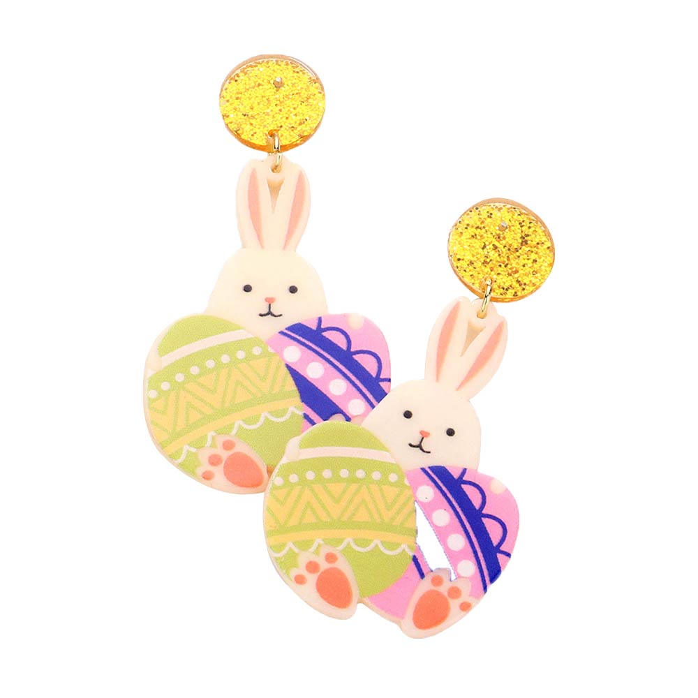Resin Easter Bunny Eggs Dangle Earrings