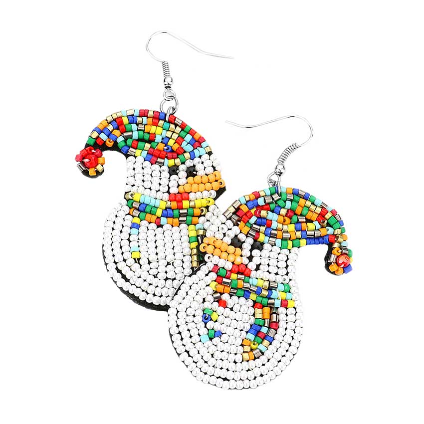 Felt Back Beaded Christmas Theme Duck Dangle Earrings