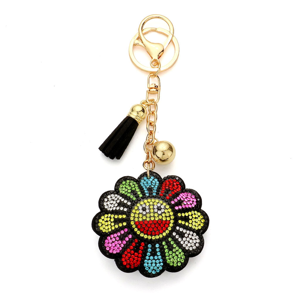 Bling Smile Flower Tassel Bag Charm