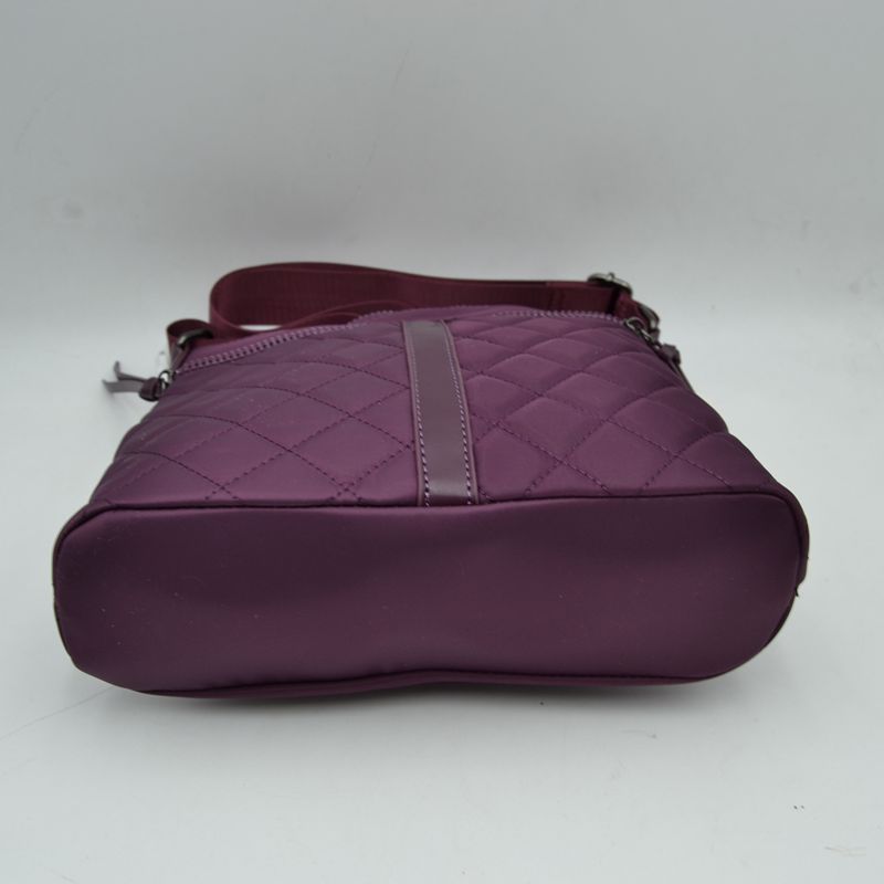 Quilted Crossbody Bag with Front Zipper Pockets and Adjustable Strap