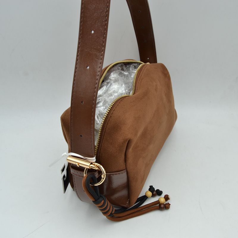 Minimalist Matte Crossbody Bag with Beaded Tassel Cord Accent