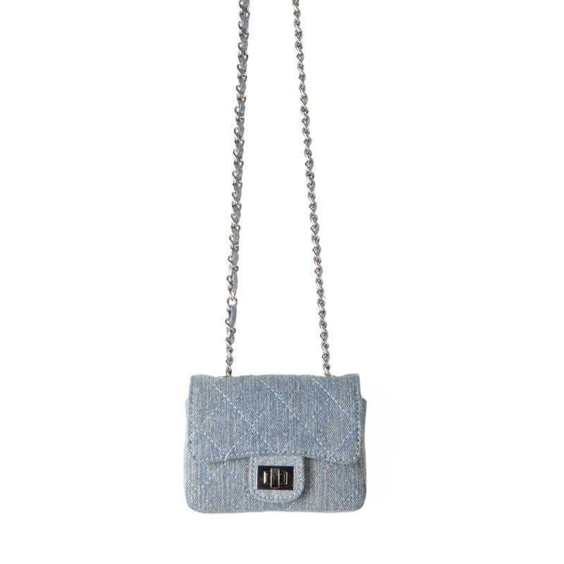 Women's Design Mini Fashionable Diamond Plaid Denim Crossbody Bags