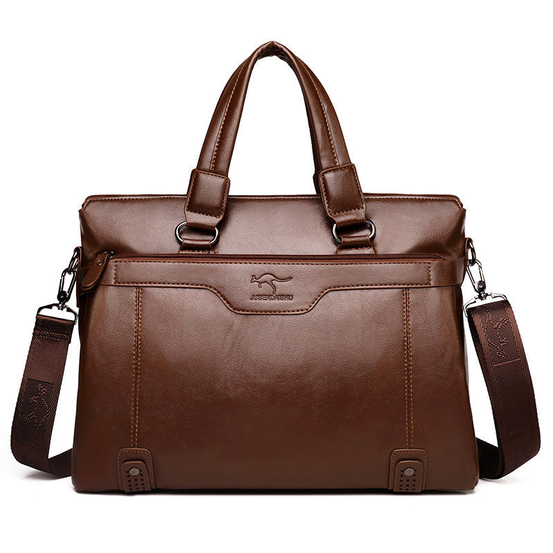 Men's Trendy Business Horizontal Single Document Leather Men's Briefcases