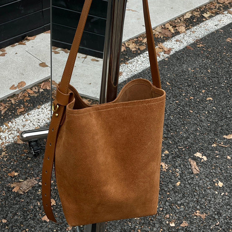 Women's Frosted Cowhide Commuter Large Capacity Idle Style Underarm Bags