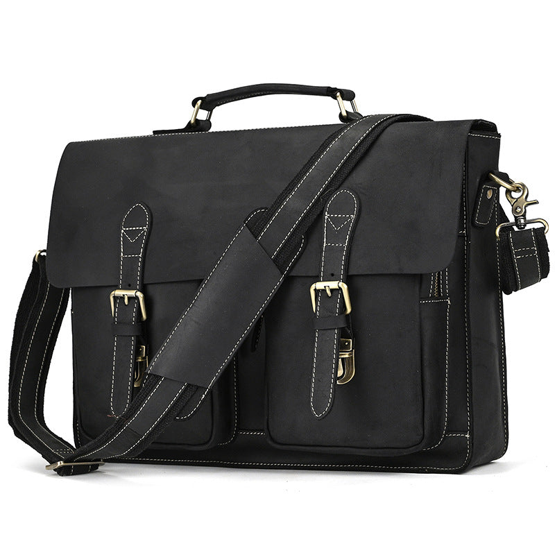 Men's Crazy Horse Leather Genuine Computer Work For Men's Briefcases