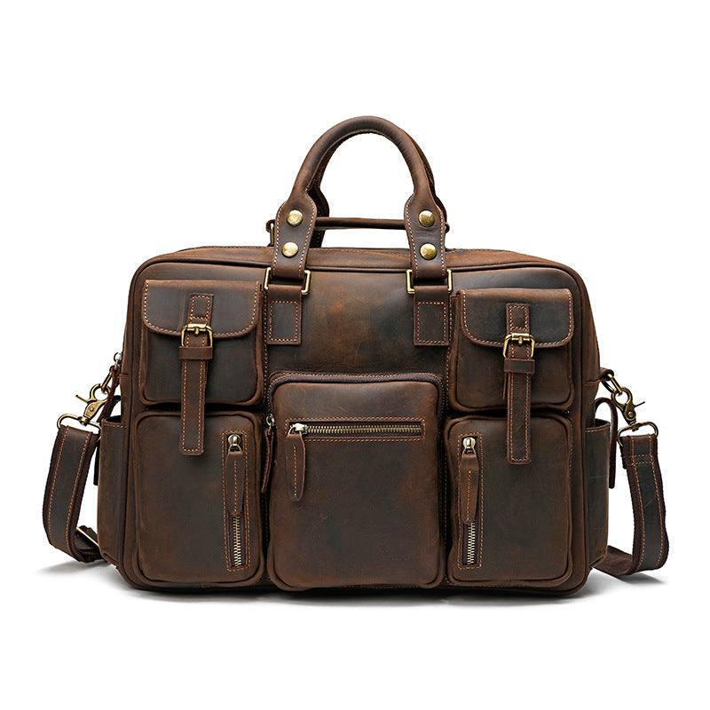 Men's Leather First Layer Cowhide Large Capacity Men's Handbags