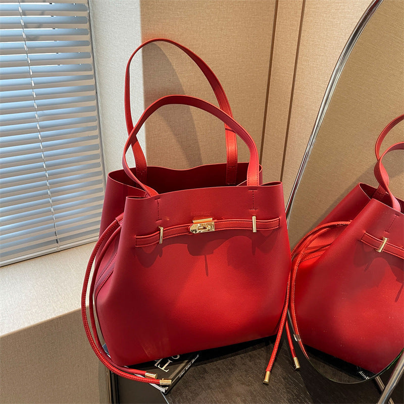 Simple Solid Color Versatile Fashion Large Bags