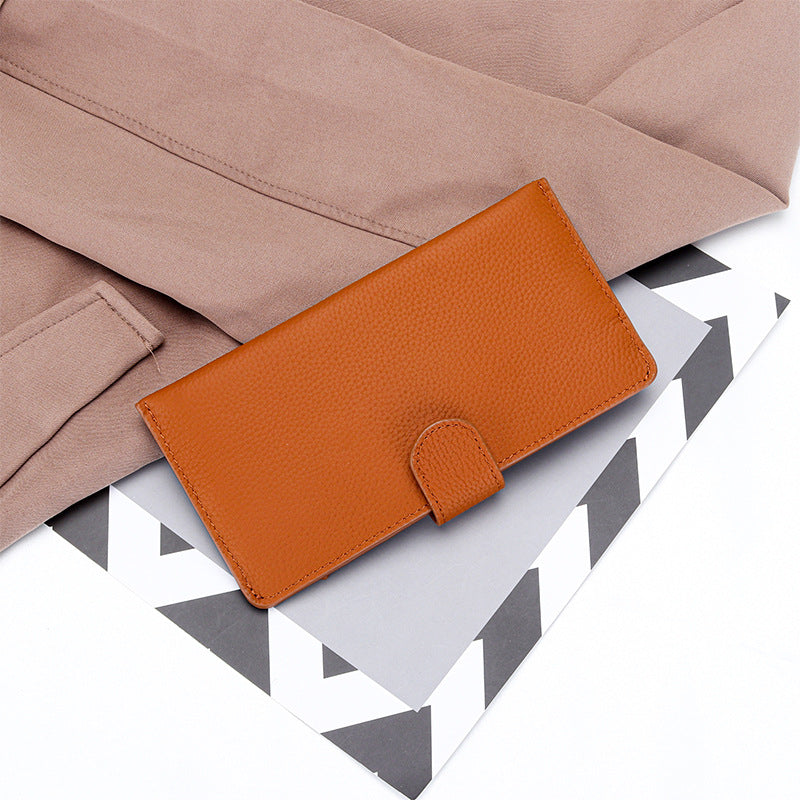 Women's First Layer Cowhide Long Niche Hand-held Ladies Wallets