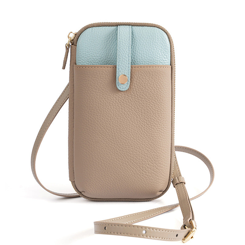 Women's Leather Stylish Color Matching Korean Style Phone Bags