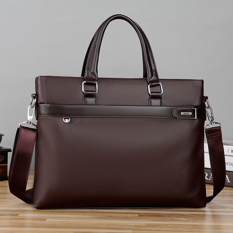 Men's Business Document Authentic Leather Tactile Feel Men's Shoulder Bags