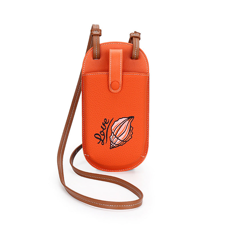 Women's First Layer Cowhide Mini Vertical Mobile Phone Bags