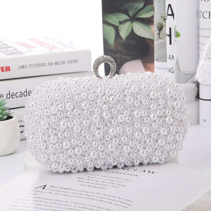 Glamorous Women's Pearl Dinner Soft Surface Evening Bags