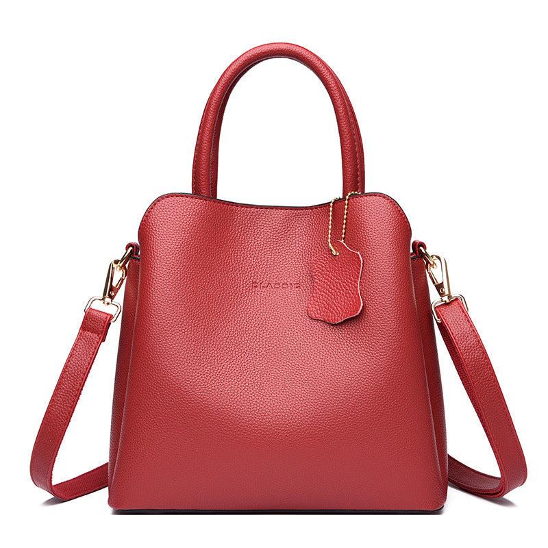 Women's Leather Pattern Genuine With Cowhide Pendant Handbags