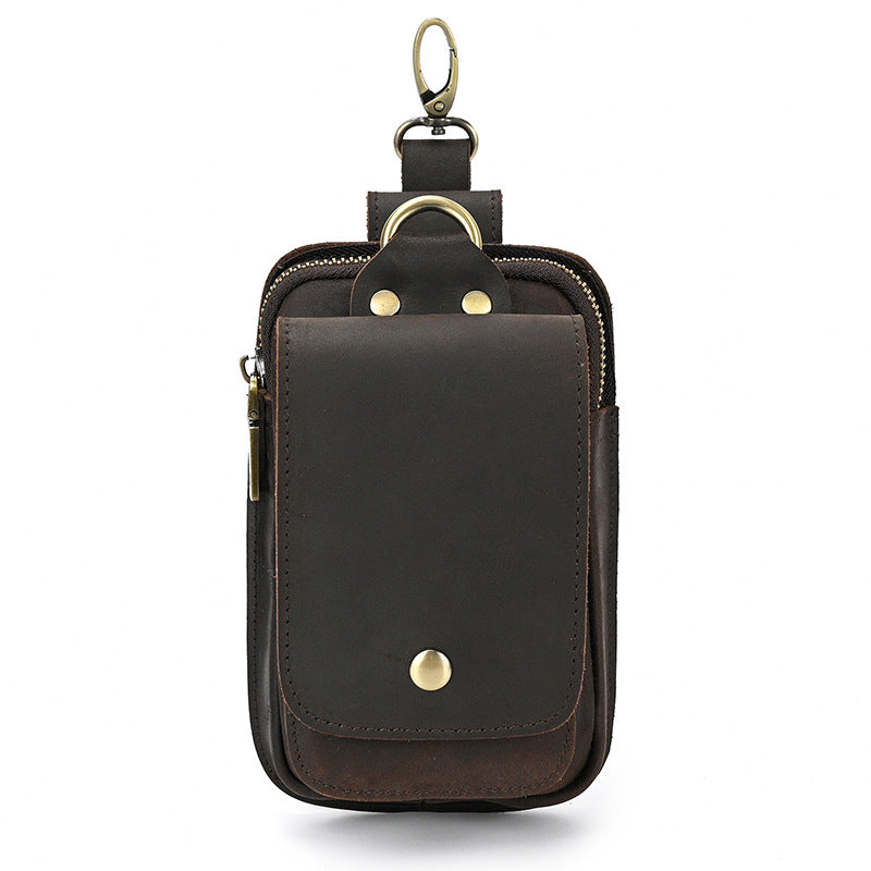 Men's Leather Crazy Horse First Layer Cowhide Hanging Men's Waist Packs