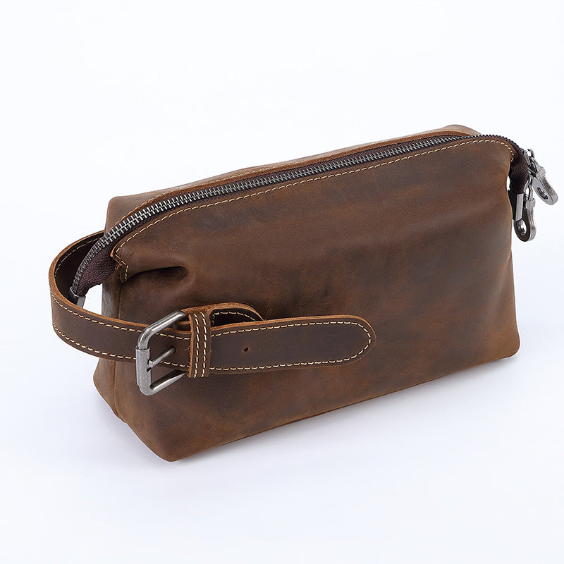 Men's Cowhide Clutch Large Capacity Storage Real Leather Toiletry Men's Handbags