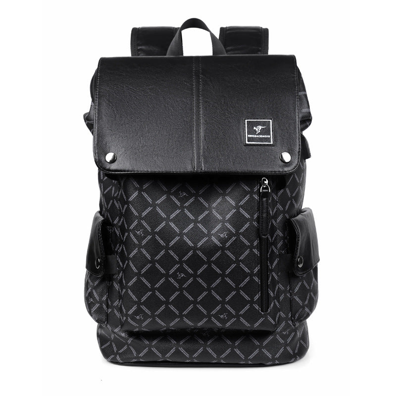Men's Business Trendy College Leather Computer Backpacks