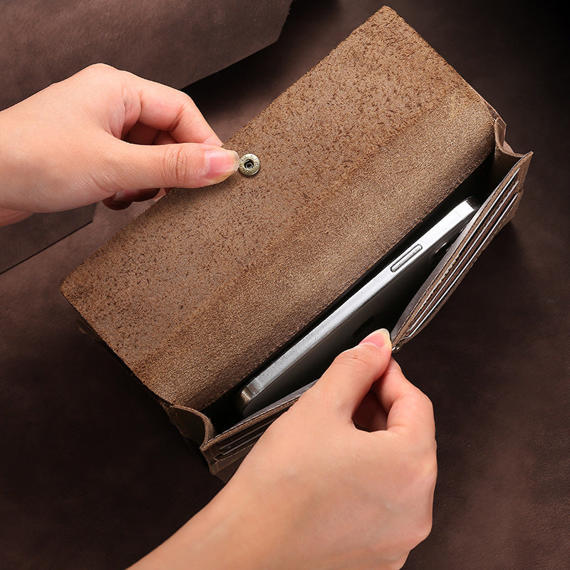 Men's Horse Leather Long Genuine Hand-held Multiple Slots Men's Wallets