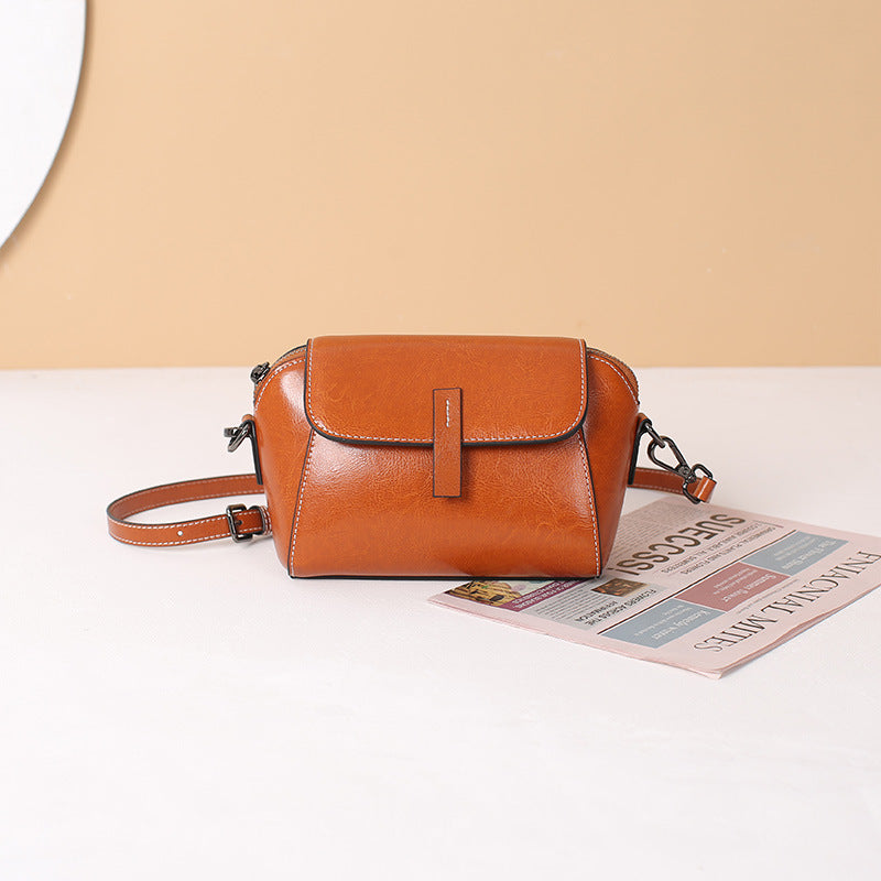 Women's Cowhide Fashionable Shell Niche Genuine Crossbody Bags