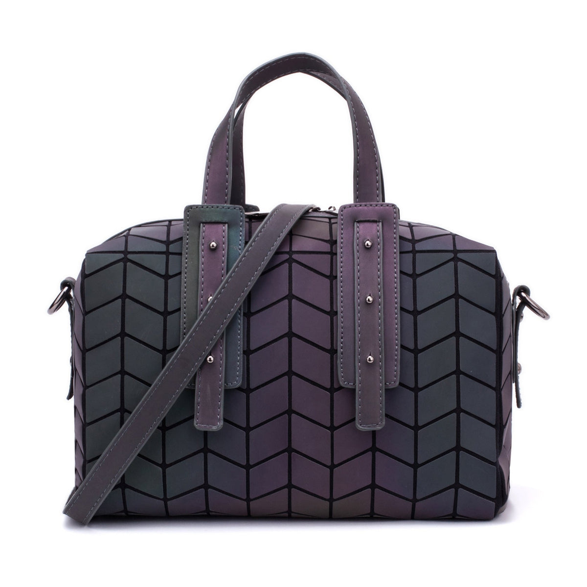Women's Geometry Pattern Diamond Quilted Colorful Luminous Handbags