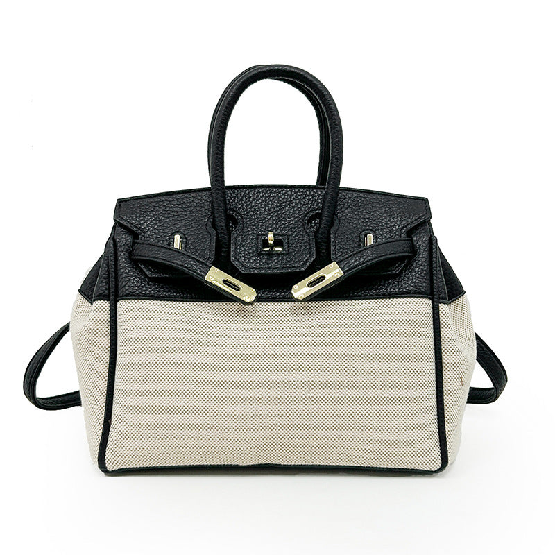 Women's Canvas Large Capacity Kelly Contrast Color Bags