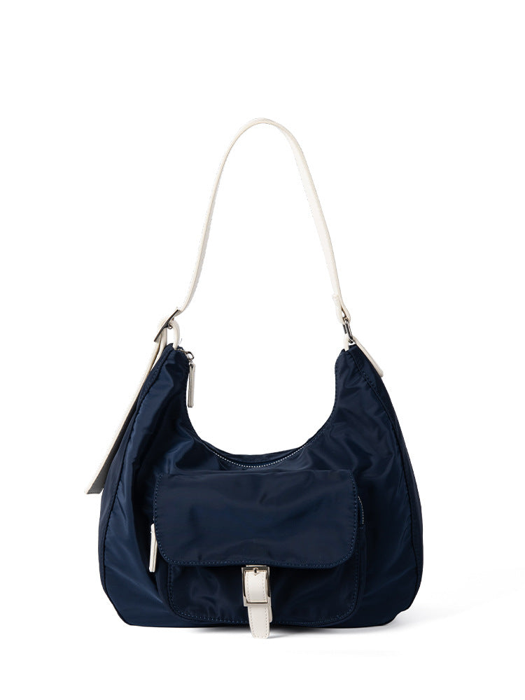 Women's Korean Niche Design Contrast Color Underarm Commute Large Armpit Bags