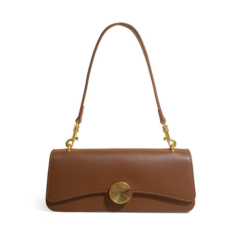 Women's Cowhide Underarm High-grade Portable Baguette Female Shoulder Bags