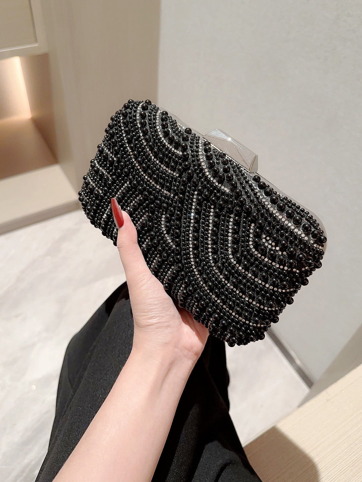 Women's Pearl Dinner Soft Surface Bride Handbags