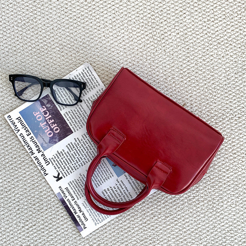 Korean Style Simple Red Advanced Fashion Handbags