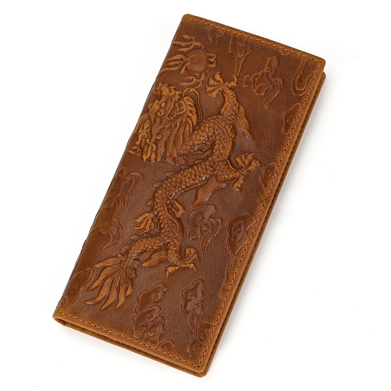 Men's First Layer Cowhide Retro Long Multiple Men's Wallets