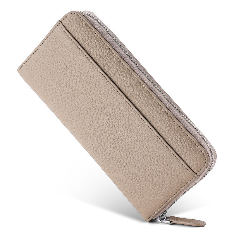 Women's Genuine Leather Long Zipper Clutch Ladies Wallets